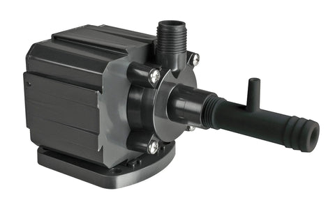 Recirculating water and air pump, Supreme 250 GPH Hydro-Mag, gray plastic body with venturi, side view