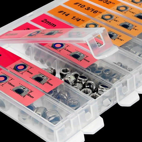 Gotta Have This Nylon Insert Lock Nut Kit With 180 Pieces Dual Scale Metric And Imperial Nuts In Stainless Steel 304 Case