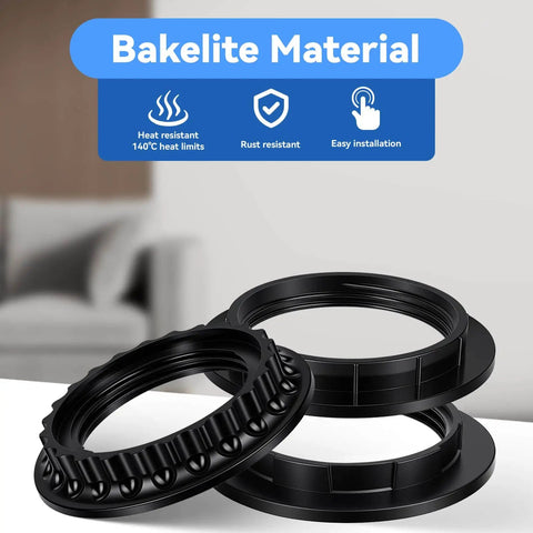 12 Pack E26 E27 Lamp Shade Rings Replacement Kit, 3 Styles, 2 Sizes 34mm And 39mm Inner Diameter, Black Socket Collar Retaining