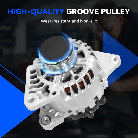 Beefy Alternator Replacement For 2011-2017 Elantra 1.8L 2.0L with CNC aluminum housing and copper windings close-up view