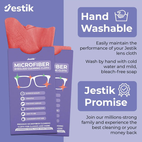 Six Pack Microfiber Cloths For Glasses Lenses And Screens Lint Free Washable packaging and features