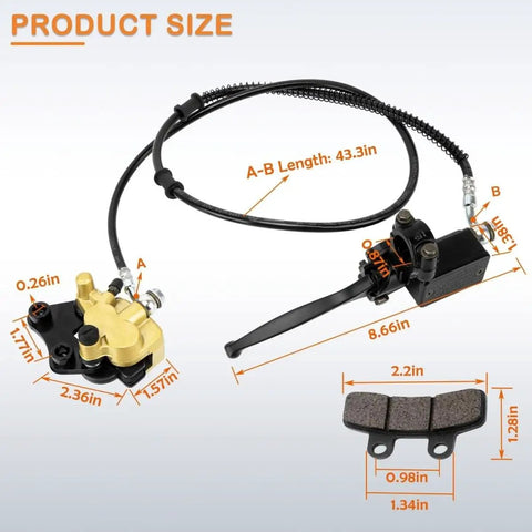 Front Hydraulic Disc Brake Master Cylinder Caliper Assembly With Pads For 50cc 70cc 90cc 110cc And 125cc Dirt Bikes Pit Bikes