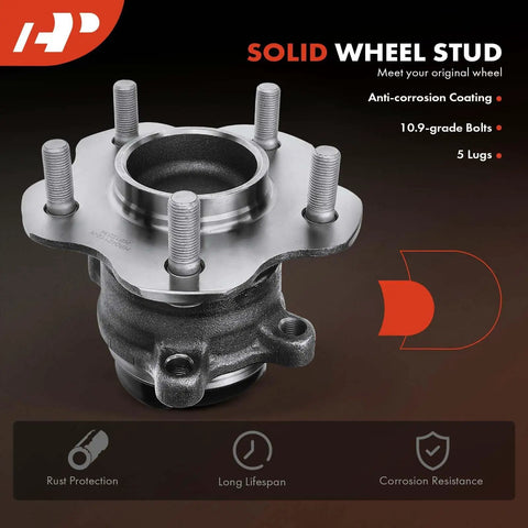Rear Wheel Bearing And Hub Assembly For Nissan Rogue Rogue Sport And Qashqai 5 Lug FWD Only high load capacity side view