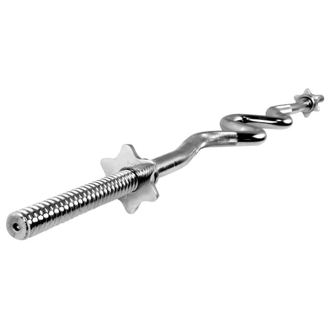 1 Inch Threaded Curl Bar With Collars For Standard Plates, Solid Steel Chrome Finish, Dual Grip Positions To Target Biceps And Triceps