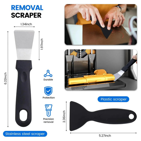 Ultimate 45 Pcs 3D Printer Tool Kit For Cleaning Finishing And Maintenance includes steel and plastic scrapers