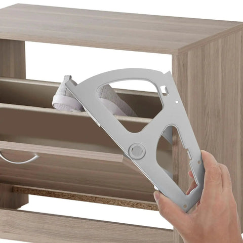 Heavy Duty Stainless Steel Shoe Cabinet Hinges With High Load Capacity Flip Plate Frames being installed in a wooden cabinet.