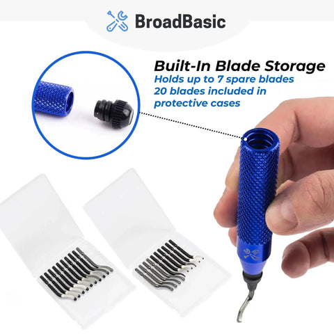 Deburring Tool Kit With 20 High Speed Steel Blades And Storage Handle for Metal PVC Copper Pipe 3D Printing Plastic Edge Cleanup
