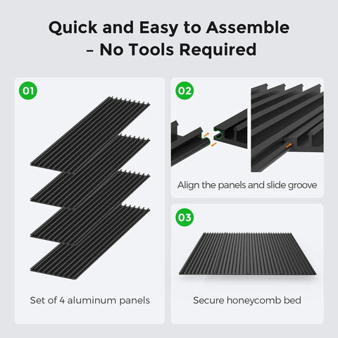 400x400mm Honeycomb Laser Bed For CO2 Laser Cutters, Desktop Engraver Accessories, black aluminum panels set of 4