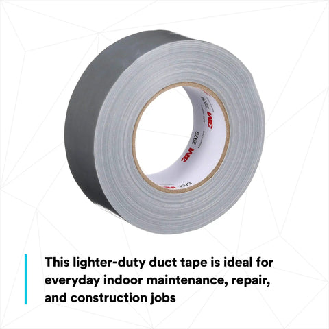 Multi-Use Silver Duct Tape 1.88 in x 60 yd x 7 mil, 1 Pack, Contractor Grade, angled view showing roll and label