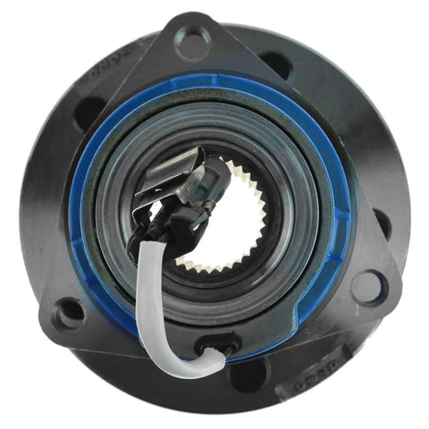 Front view of wheel bearing and hub assembly for Chevrolet Impala 2000-2016 and Buick Lucerne 2006-2011 with four wheel ABS brakes