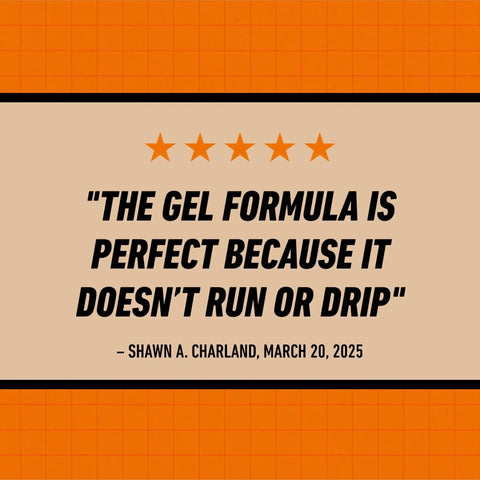 Gel Glue XL Clear Quick Bonding For All Purpose Repairs And Projects On Glass Plastic Wood Metal Ceramic Rubber Leather And More Thick No Run Formula For Vertical Surfaces 25 Gram Pack Of 1 testimonial quote about no-run formula