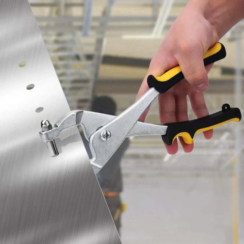 Hand using Ceiling Grid Hole Punch Pliers Kit 9.57 Inch Multi Purpose Metal Hole Punch Tool With 3.27mm Punch for thin metal sheets