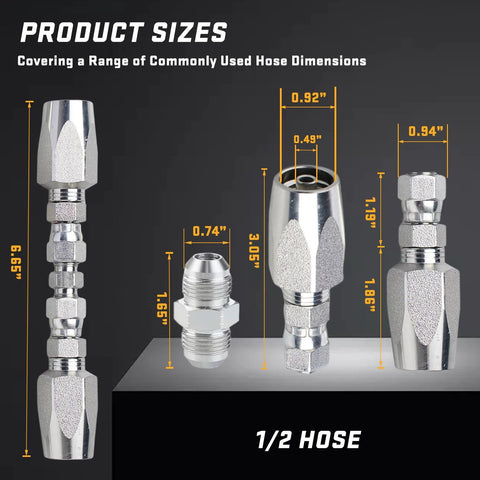 Legines 1/2 in reusable hydraulic fittings kit, #08, 4000 PSI, 2 pieces, chrome-plated, Amazon
