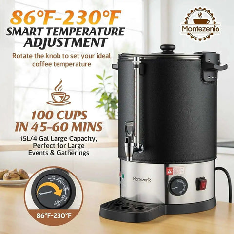 100 Cup Coffee Maker Urn For Events And Catering Large Double Wall Stainless Steel Percolator Dispenser with temperature adjustment