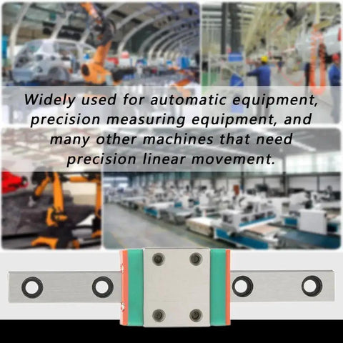 LML7B Miniature Linear Rail Guide 7mm Width With Slide Block for 3D Printer and CNC Machine, shown with industrial background