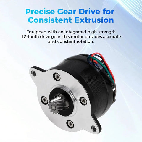 K2 Series E Axis Stepper Motor Replacement for K2 Pro and K2 Plus 3D Printers showing gear drive and wiring