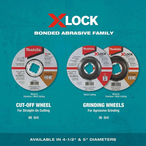 X-Lock Quick Change Four And One Half Inch Thin Cut Off Wheel 60 Grit Aluminum Oxide For Metal And Stainless Steel Cutting