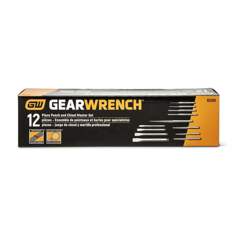 Box of 12 Piece Punch And Chisel Chrome Set For Pros And DIYers, A Real Workhorse That Cuts Rivets Bolts And Nuts with durable chrome finish