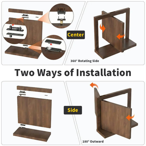 Heavy Duty Pivot Hinge For Hidden Doors 600 LBS Load Capacity Stainless Steel Murphy Door Hardware installation diagram