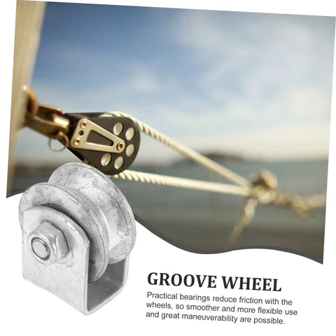 Beefy Heavy Duty Cast Iron V Groove Wheel Pulley For Sliding Gates And Garage Doors with ropes and bearings