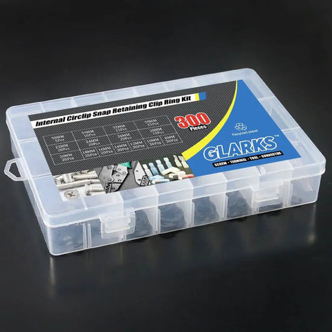 Ultra Tough Internal Circlips Snap Ring Assortment Kit, 300 Pcs, 15 Metric Sizes in clear case