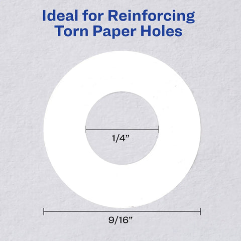Self-Adhesive 3 Hole Reinforcement Labels For One Quarter Inch Holes White Non Printable Stickers Durable Poly Vinyl Paper