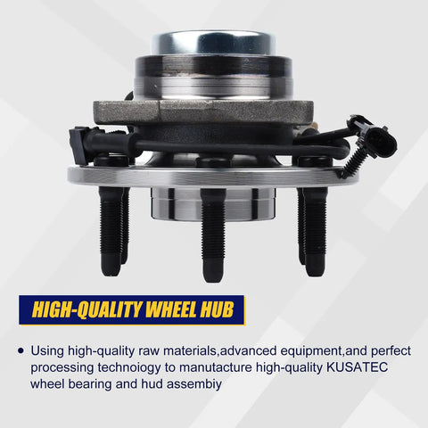 Front Wheel Bearing Hub Assembly 2Pcs For 2000-2008 Cadillac Escalade, Chevy Avalanche, shows side view with 6 lug bolts and ABS