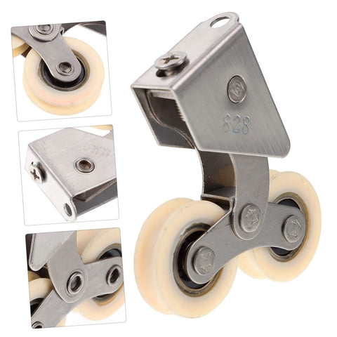 Heavy Duty Sliding Door Rollers Kit, 2 Pack Aluminum Alloy Wheels With Stainless Steel Track, adjustable pulleys visible