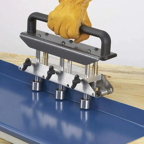 3 Station Verge Roller Bender for roofing sheet metal bending tool on 0.3-1.0 mm steel, handle view