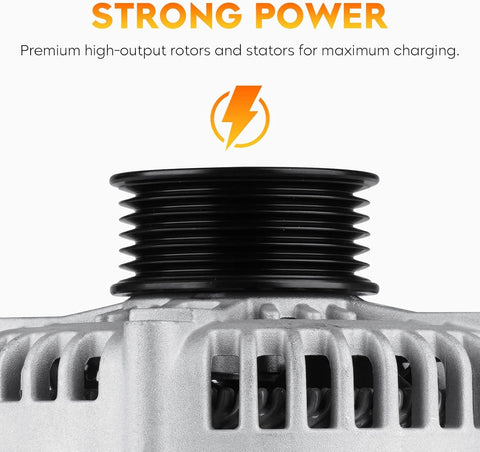 Close-up of Beefed-Up 130 Amp High Output Alternator Fit For 3.7L Jeep Liberty 2010 2011 2012 And Dodge Nitro 2011
