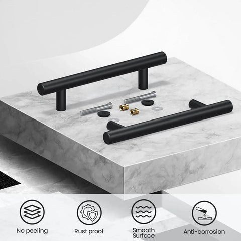12 Inch Push Pull Sliding Barn Door Handle Double Sided Black Finish Carbon Steel Construction shown with installation hardware.