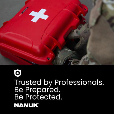 Heavy Duty Waterproof First Aid Box For Survivalists By Nanuk NK 7 Resin Case IP 67 Rated Dustproof Crushproof Floatable Medical Kit
