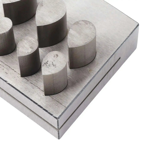 Drop Shaped Punch Die Disc Cutter Set For Jewelry Making and Crafting, steel dies in various sizes on metal base