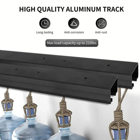 72 Inch Ceiling Mount Bypass Sliding Door Hardware Rail Kit Black Aluminum Alloy For Wood Doors Easy Do It Yourself Installation