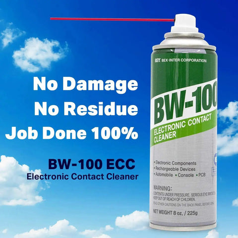 Non Flammable Electronic Contact Cleaner Aerosol For Joy Cons And PCBs 8oz with product label and blue sky background