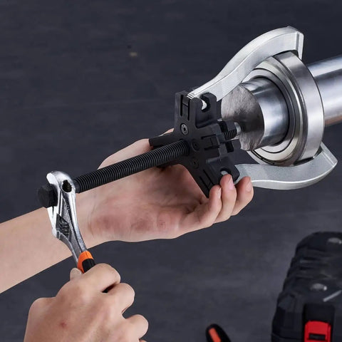 Gear Puller Set With 3 Inch And 7 Inch Pullers, 3 Jaw Gear Bearing Flywheel Pulley Removal Tool in use on metal rod.