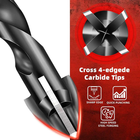 Close-up of 10 Piece Masonry Drill Bit Set Cemented Carbide Bits 3 16th To 1 2 Inch For Concrete Ceramics Glass And Brick