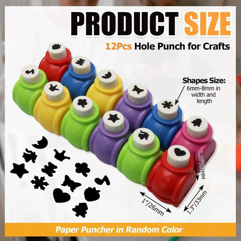 12 Piece Craft Hole Punch Shapes Set For Scrapbooking And Card Making Mini Paper Punchers Handy For Nail Art And DIY Crafts Grab And Go Ready