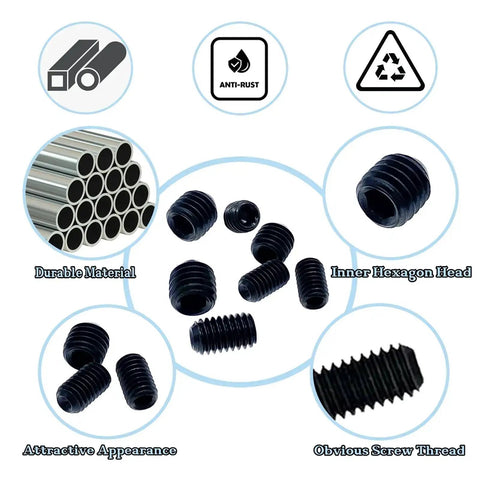 60 Piece Set Screws Kit Grub Screws With Allen Head M3 To M8 12 Sizes for Home Repair Furniture Electronics DIY Projects