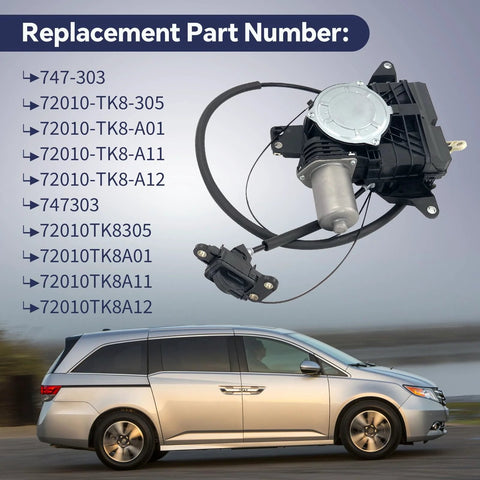 Right Passenger Side Power Sliding Door Motor Assembly With Cable Harness For Odyssey 2011-2017 3.5L V6 Models, Replaces 72010-TK8-305 72010-TK8-A01 72010-TK8-A11 72010-TK8-A12 Direct Fit Replacement for Easy Install