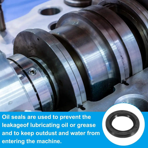 Durable Nitrile Rubber Radial Shaft Seal Set 3 Pcs 35x52x7mm TG4 in engine setup for oil resistance and reliability.