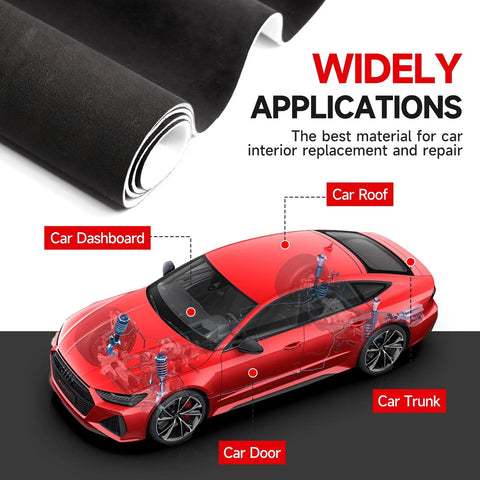 Suede Auto Headliner Fabric 120 By 60 Inches With Foam Backing Black Interior shown in car interior applications.