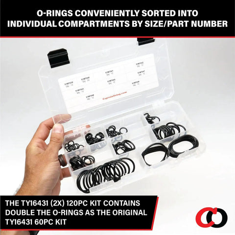 120 Piece Pro Grade O Ring Kit For SAE J2244/2 ISO 6149 Metric Port Hydraulic Fittings Includes 9 Sizes Buna N 90 Durometer O Rings Compatible With John Deere And Other Hydraulic Equipment displayed in open case