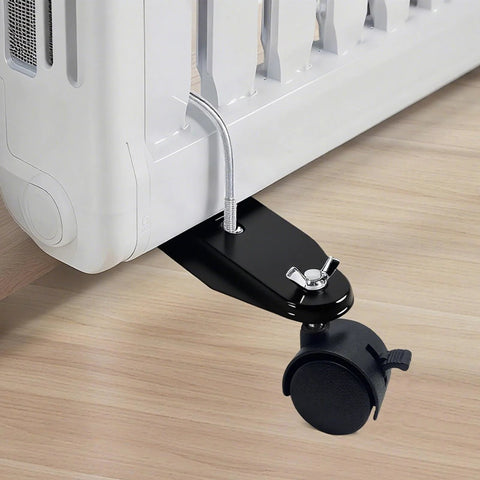 Tceapoo oil heater mobile pulley bracket with 360° swivel caster wheel and brake, black metal