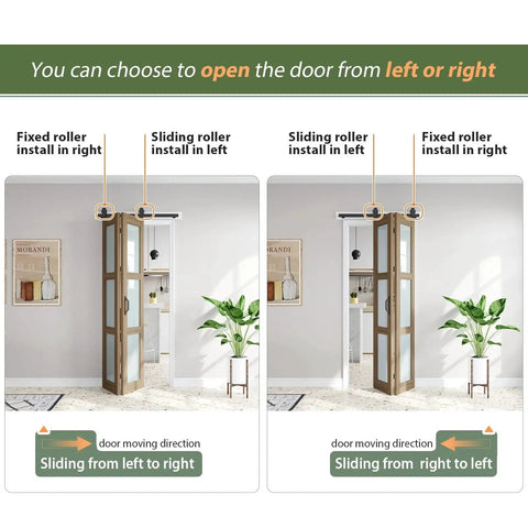 Double 15x84 Frosted Glass Barn Door Set In Brown Finish Sliding Bifold Closet Doors with Hardware Kit Included installed view