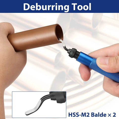 Versatile Tubing Cutter Set For Copper Aluminum Brass And Plastic Pipes One Eighth To One Quarter Inch Cutting Capacity With Deburring Tool For Clean Burr Free Edges And Quick Repairs By WORKPRO used on pipe