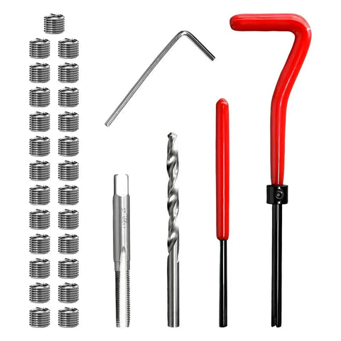 30 Piece M6 X 1.0mm Thread Repair Insert Kit Stainless Steel With Drill Bit And Install Tool For Portable Car Repair And Fast Hole Fix In Damaged Threads