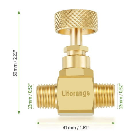 Heavy Duty Brass Needle Valve Set With 1/4 Inch Male NPT Connections, Two Pack For Precise Flow Control In Gas, Oil, And Industrial Lines, Litorange.