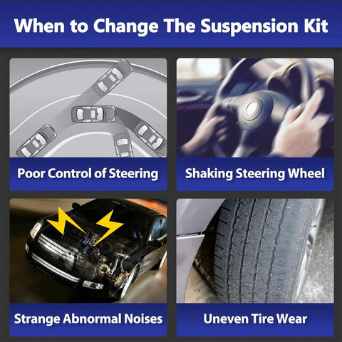 Hawk Brother 10‑pc front control arm suspension kit for Nissan Altima; shows steering problems and tire wear