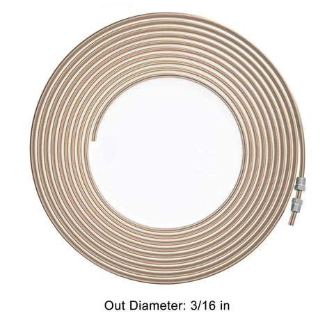 MuHize 3/16 in copper-nickel brake line tubing, 25 ft coil with metal end fittings